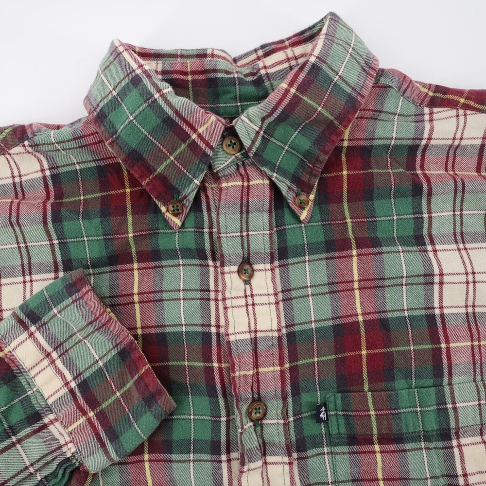 Brooks Brothers 346 Plaid Flannel Shirt Green Long Sleeve Mens M